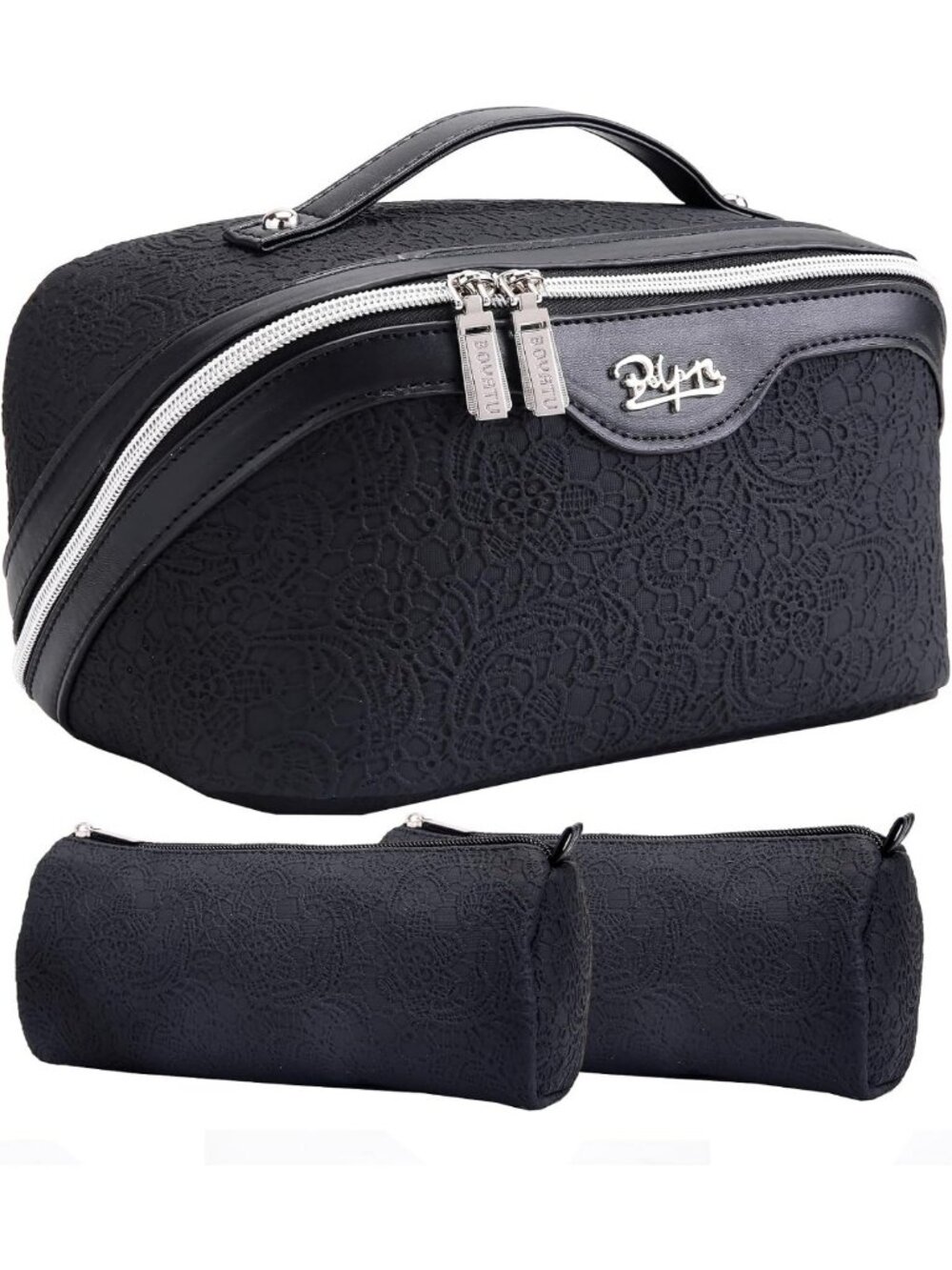 Large Capacity Travel Makeup Bags Set - PU Leather Cosmetic Organizer with